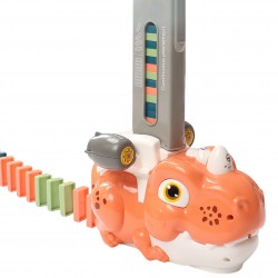 WOOPIE Elektryczna Ciuchcia Lokomotywa do Klocków Domino Dinozaur Pomarańczowy -  8 szt.