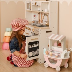 TOOKY TOY Duża Drewniana Multifunkcyjna Kuchnia Nowoczesna Akcesoria