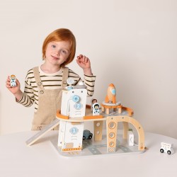 TOOKY TOY Drewniany Kosmiczny Parking  Stacja Kosmiczna
