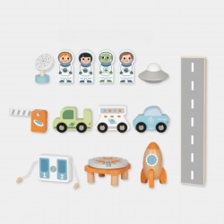 TOOKY TOY Drewniany Kosmiczny Parking  Stacja Kosmiczna