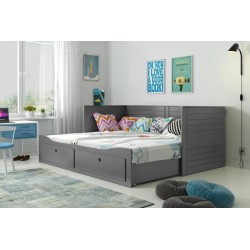 Łóżko młodzieżowe dwuosobowe rozkładane HERMES 200×80 Grafit