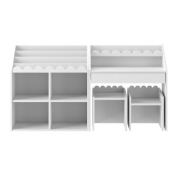 Kompaktowe Biurko Montessori dla Dzieci Book Nook Snow – Drewniane Biurko z Półką 2–8 lat