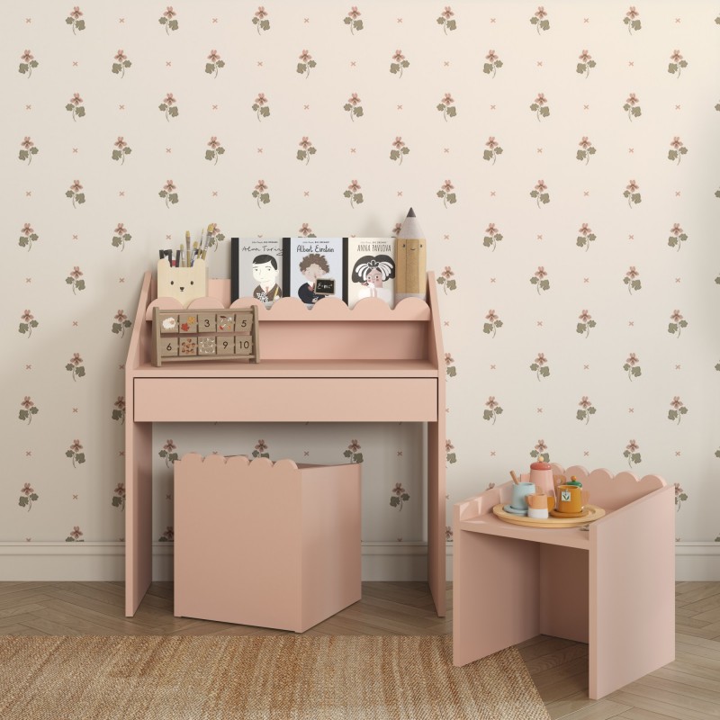Kompaktowe Biurko Montessori dla Dzieci Book Nook Sunset – Drewniane Biurko z Półką 2–8 lat