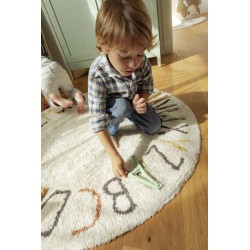 Dywan bawełniany dziecięcy Lorena Canals ABC Kolory i Litery Ø 120 cm – okrągły, do prania w pralce
