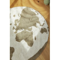 Dywan dziecięcy bawełniany RugCycled Mapa Świata Ø 120 cm – Lorena Canals, edukacyjny, do prania