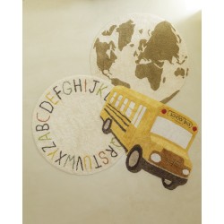 Dywan dziecięcy bawełniany “School Bus” Ø 130×90 cm – Lorena Canals RugCycled, okrągły, do prania