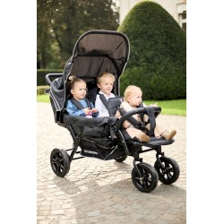 Childhome Wózek trzyosobowy Triplet Black