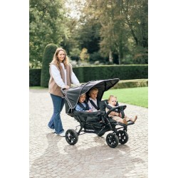 Childhome Wózek trzyosobowy Triplet Black