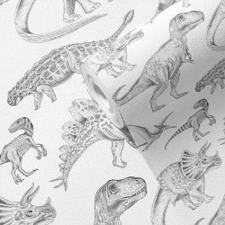 Tapeta Dino Biała - wzór dinozaury