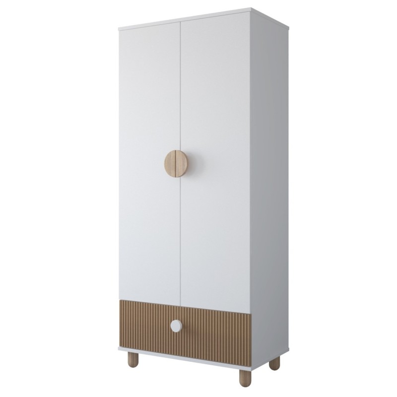 Szafa dwudrzwiowa LOFT biała z szufladą – 186 cm garderoba