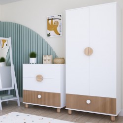 Szafa dwudrzwiowa LOFT biała z szufladą – 186 cm garderoba