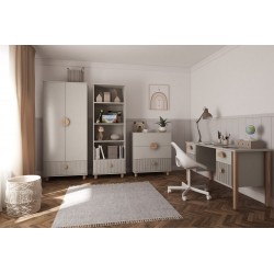 Szafa dwudrzwiowa LOFT kaszmir z szufladą – 186 cm garderoba