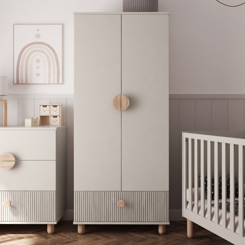 Szafa dwudrzwiowa LOFT kaszmir z szufladą – 186 cm garderoba