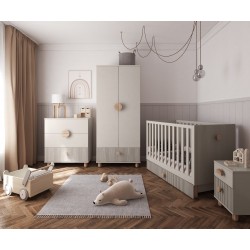 Szafa dwudrzwiowa LOFT kaszmir z szufladą – 186 cm garderoba