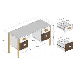 Biurko Loft szafir z szufladami - wymiary