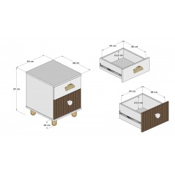 Szafka nocna LOFT kaszmir 57 cm z dwiema szufladami – stylowa do sypialni- wymiary