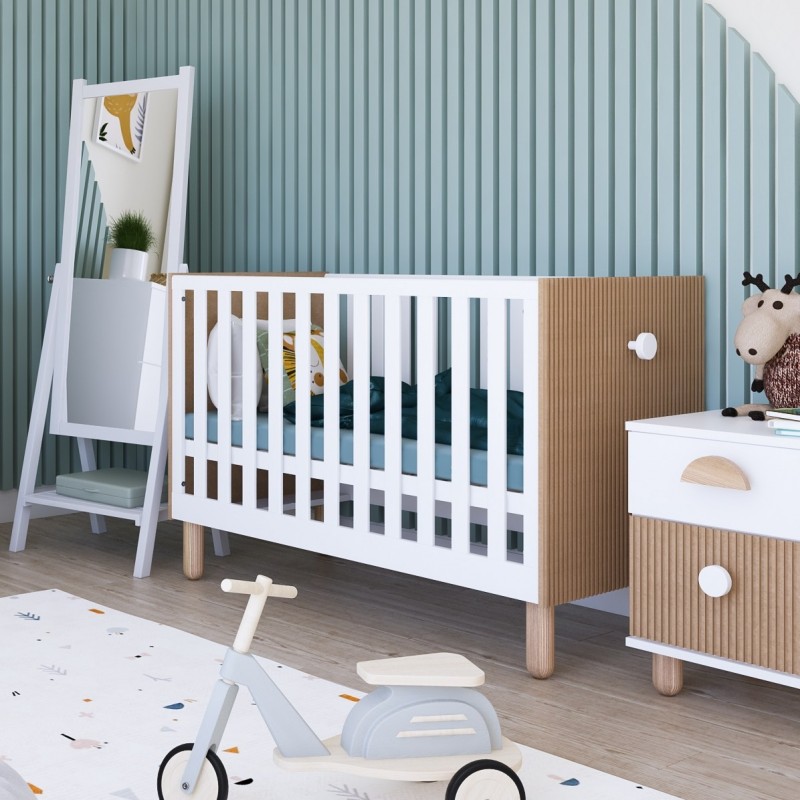 Białe łóżeczko LOFT 2w1 120×60 z barierką i opcją tapczanika – bezpieczne łóżeczko dziecięce