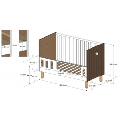 Kaszmirowe łóżeczko LOFT 2w1 120×60 z barierką i opcją tapczanika – bezpieczne łóżeczko dziecięce - wymiary