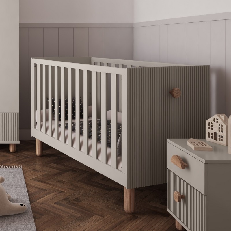 Kaszmirowe łóżeczko LOFT 2w1 120×60 z barierką i opcją tapczanika – bezpieczne łóżeczko dziecięce