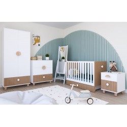 Białe łóżeczko LOFT 2w1 120x60 z szufladą, barierką i opcją tapczanika
