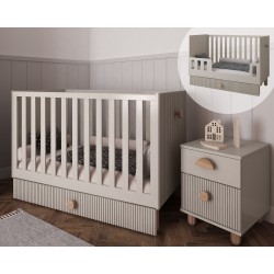 Łóżeczko Kaszmir LOFT 2w1 120x60 z szufladą, barierką i opcją tapczanika