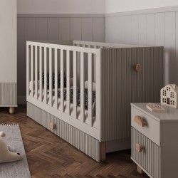 Łóżeczko Kaszmir LOFT 2w1 120x60 z szufladą, barierką i opcją tapczanika