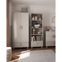 Regał LOFT z szufladą – kaszmir, 4 półki, pojemny regał dziecięcy