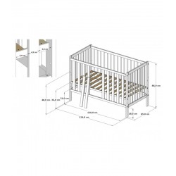 Łóżeczko niemowlęce 2w1 BAMBI 120x60 bez szuflady z barierką