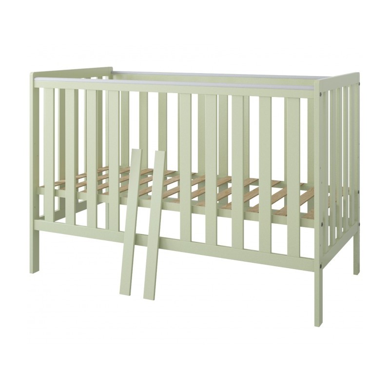 Łóżeczko niemowlęce 2w1 BAMBI 120x60 bez szuflady z barierką Mięta