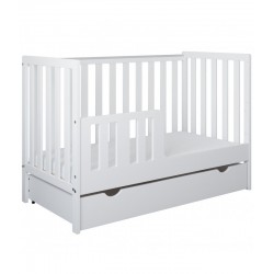 Łóżeczko niemowlęce 2w1 BAMBI 120x60 bez szuflady z barierką Białe