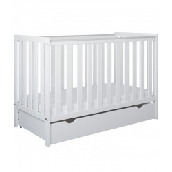 Łóżeczko niemowlęce 2w1 BAMBI 120x60 bez szuflady z barierką Białe