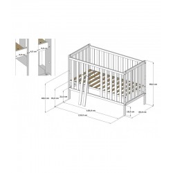 Łóżeczko niemowlęce 2w1 BAMBI 120x60 z szufladą i barierką Mięta