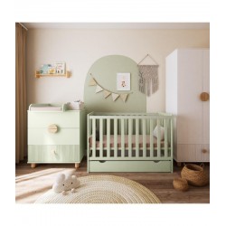 Łóżeczko niemowlęce 2w1 BAMBI 120x60 z szufladą i barierką Mięta