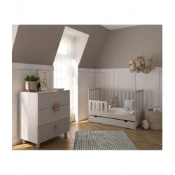 Łóżeczko niemowlęce 2w1 BAMBI 120x60 z szufladą i barierką Kaszmir