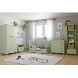 Łóżeczko 2w1 LUMI Mięta bez szuflady + barierka gratis