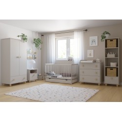 Łóżeczko dziecięce 2w1 LUMI 120×60 cm z szufladą i barierką – drewniane / tapczanik Kaszmir
