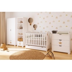 Regał biały / naturalny STAR – z szufladą i półkami – pokój dziecka / młodzieżowy