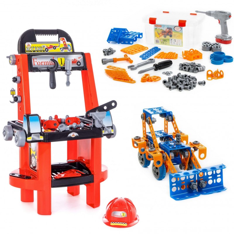 Zestaw Majsterkowicza "Super Mechanik" + Zestaw Narzędzi Klocki Konstrukcyjne "Wynalazca" Polesie Zestaw Majsterkowicza "Super Mechanik" + Zestaw Narzędzi Klocki Konstrukcyjne "Wynalazca" Polesie