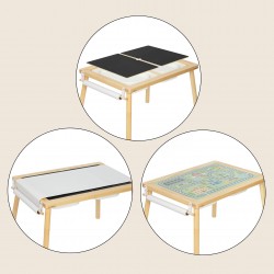 WOOPIE GREEN Drewniany Stolik Aktywności 4w1 Tablica Kredowa Pojemniki Mapa Miasta Papier Rysunkowy