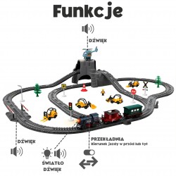 WOOPIE Elektryczna Kolejka Tor Retro Ciuchcia Lokomotywa + 2 Wagony – Zestaw 76 el.