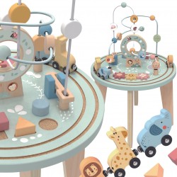 TOOKY TOY Drewniany Stolik Edukacyjny Montessori XXL dla Dzieci Interaktywny Kolejka