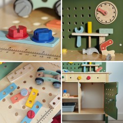 WOOPIE GREEN Drewniany Warsztat STEM Zestaw z Narzędziami