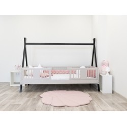 Łóżko dziecięce Tipi czarny/kaszmir – Drewniane łóżko tipi dla dzieci z opcjami szuflad