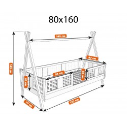 Białe łóżko tipi dla dzieci - wymiary