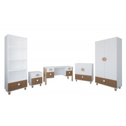 Regał Loft z szufladą biały - natura - zestaw mebli dziecięcych