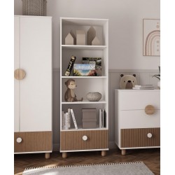 Regał Loft z szufladą biały - natura - zestaw mebli dziecięcych