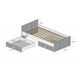 Nowoczesne łóżko dziecięce LOFT z szufladami – tapczan jednoosobowy 160x80 - wymiary