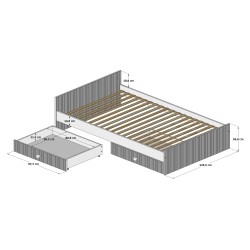 Nowoczesne łóżko dziecięce LOFT z szufladami – tapczan jednoosobowy 200x120 - wymiary z szufladą