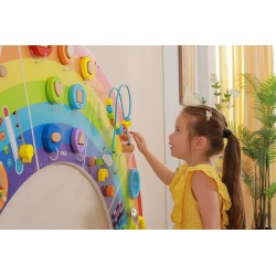 VIGA Drewniana Tablica Sensoryczno-Manipulacyjna EDU Tęcza Certyfikat FSC