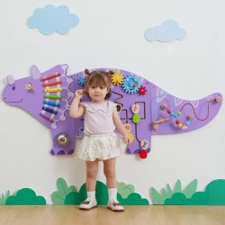VIGA Drewniana Tablica Sensoryczna-Manipulacyjna EDU Triceratops